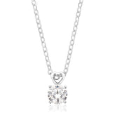 Sterling Silver Round White Cubic Zirconia Open Heart Pendant Necklace