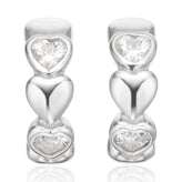 Sterling Silver Heart White Cubic Zirconia Earrings