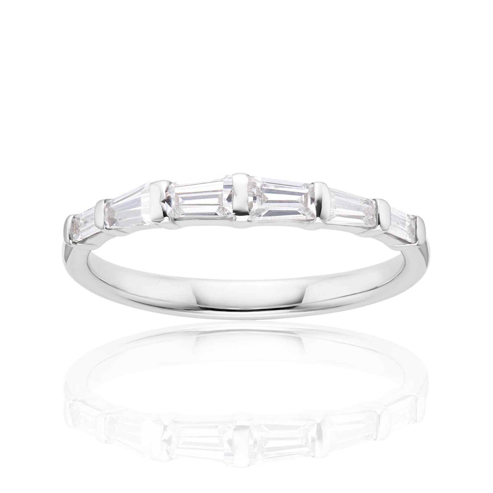 Sterling Silver Baguette Cut Cubic Zirconia Ring