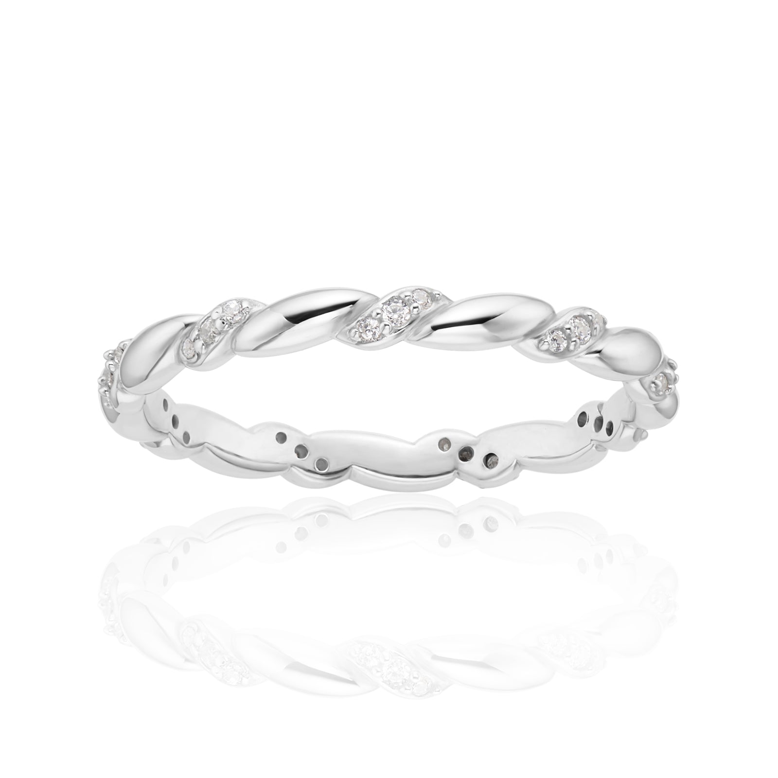 Sterling Silver Twist Cubic Zirconia Ring