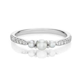 Sterling Silver Freshwater Pearl and Cubic Zirconia Ring
