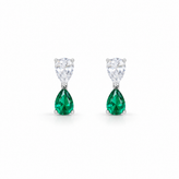 Sterling Silver Pear Cut White & Green Cubic Zirconia Stud Earrings