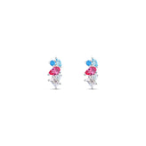 Sterling Silver Multi-Coloured Cubic Zirconia Stud Earrings