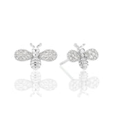 Sterling Silver Cubic Zirconia Bee Stud Earrings