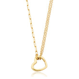 Sterling Silver Yellow Gold Plated 42-47cm Heart Fancy Chain Necklace
