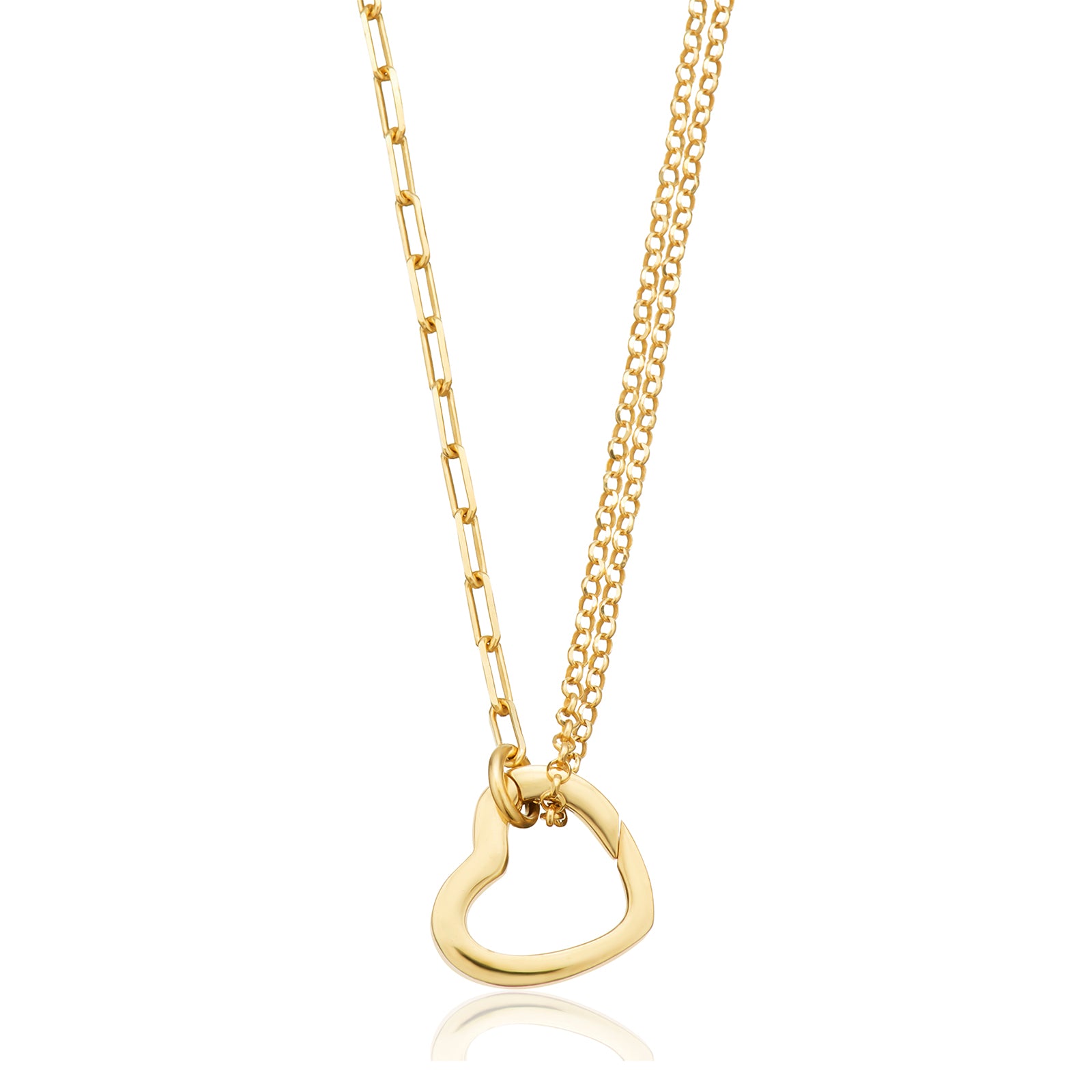 Sterling Silver Yellow Gold Plated 42-47cm Heart Fancy Chain Necklace