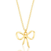 Sterling Silver Yellow Gold Plated 42-47cm Bow Necklace