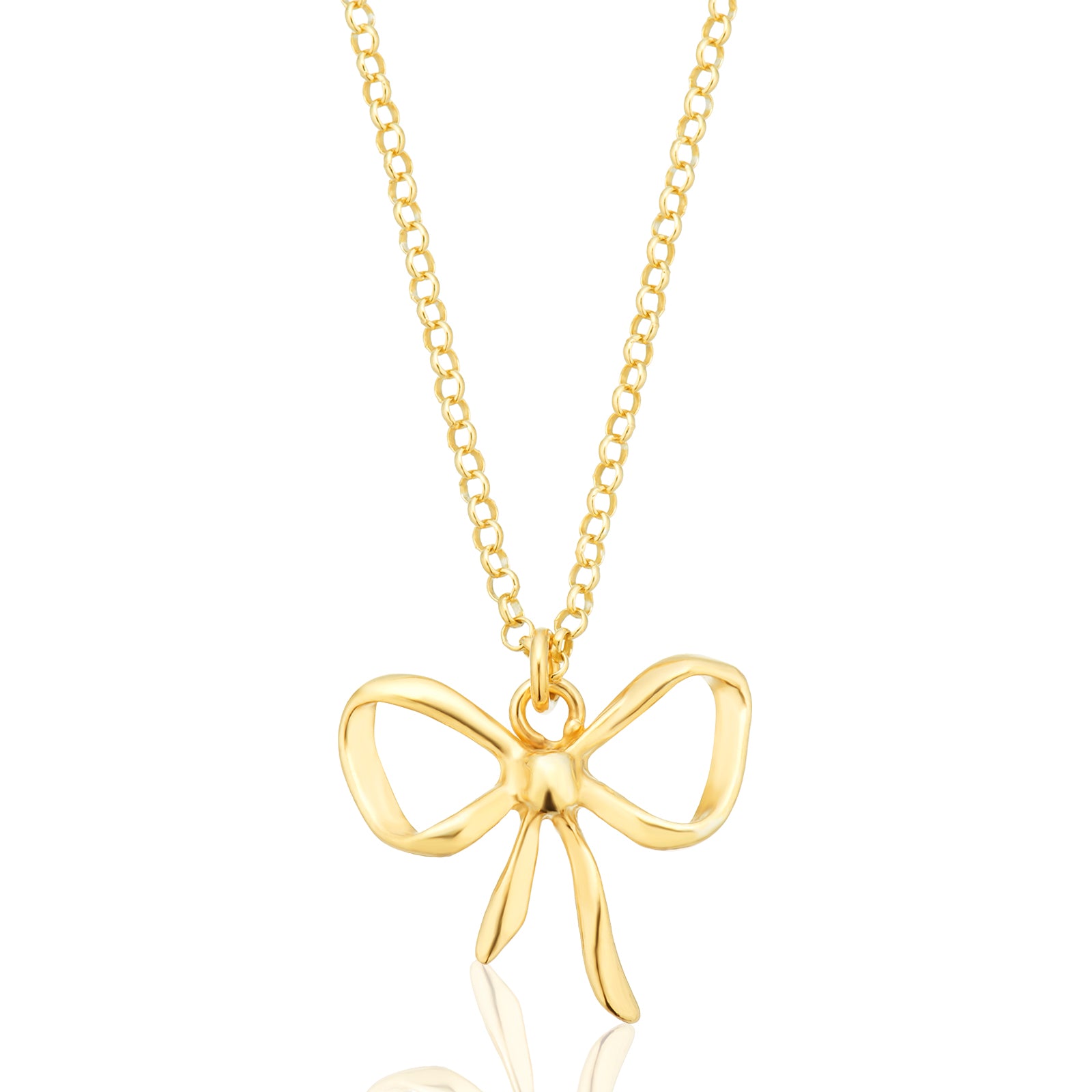 Sterling Silver Yellow Gold Plated 42-47cm Bow Necklace