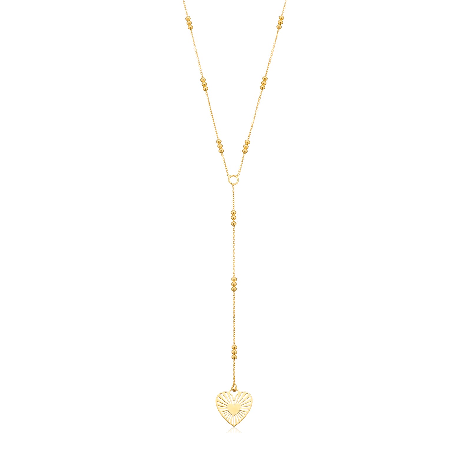 Sterling Silver Yellow Gold Plated 42-47cm Heart Drop Necklace