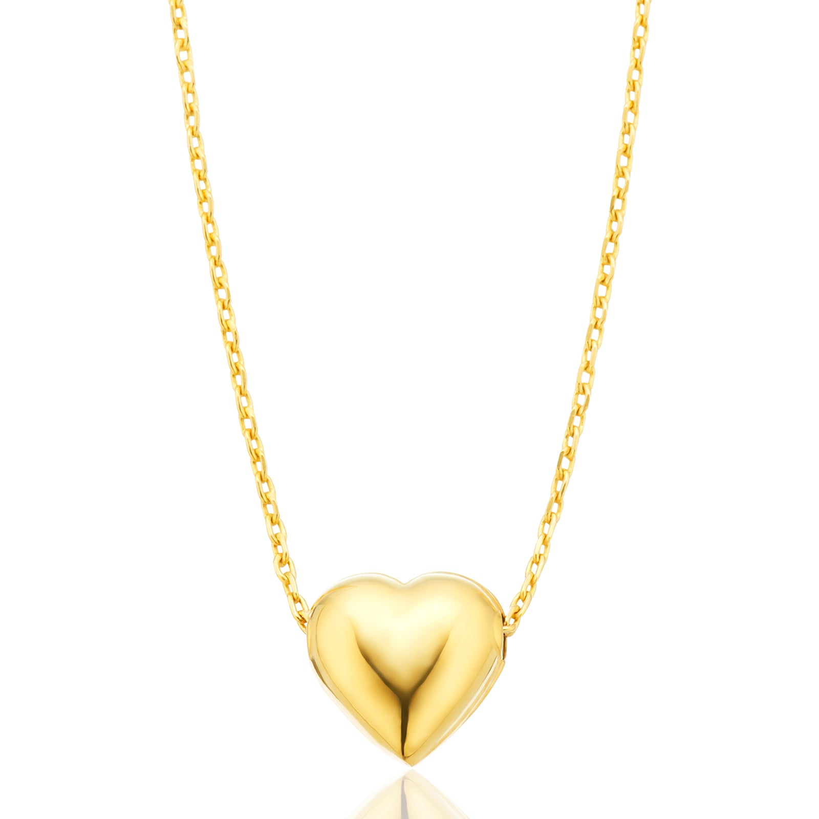 Sterling Silver Yellow Gold Plated 45cm Heart Necklace