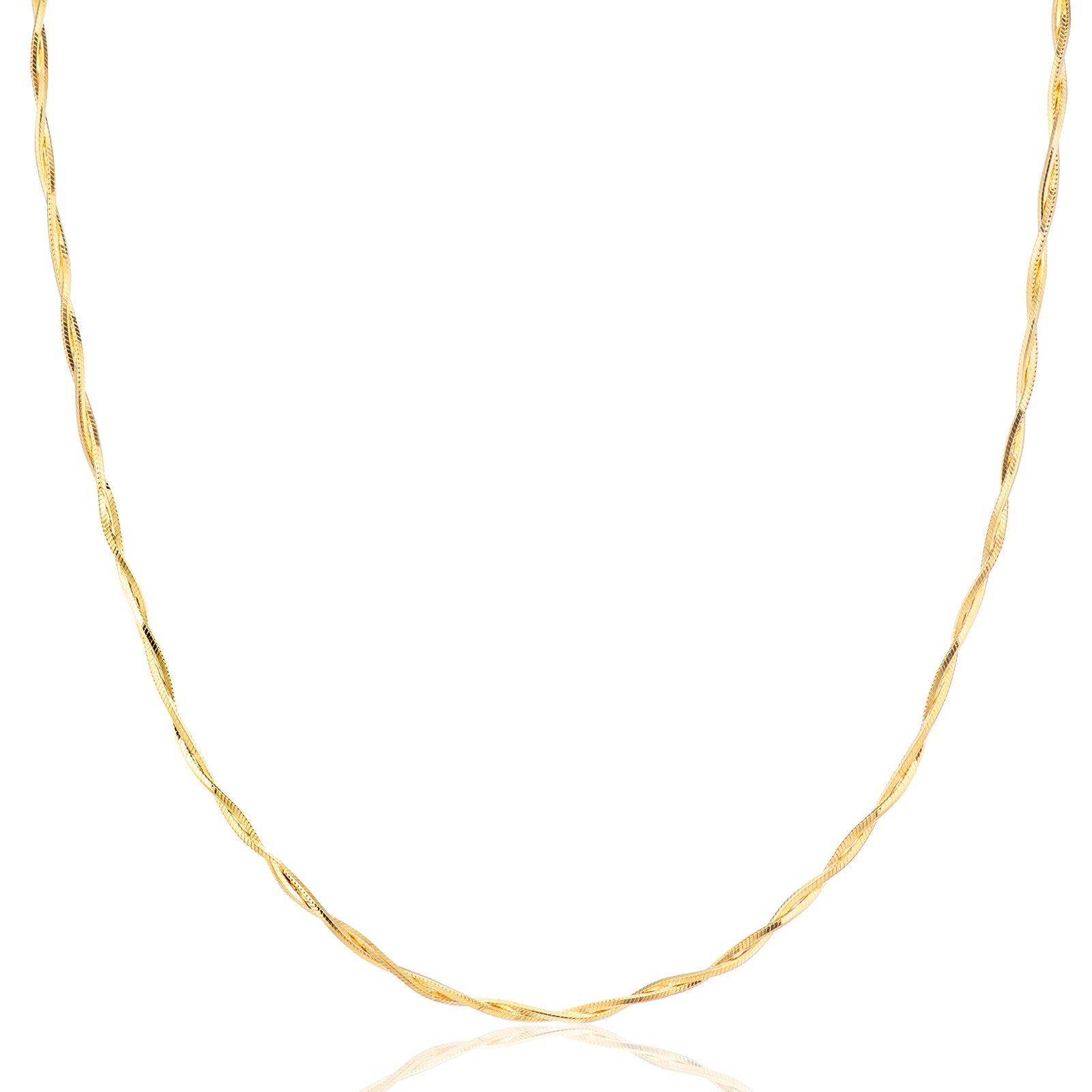 Sterling Silver Yellow Gold Plated 45cm 2 Row Snake Twist Necklace