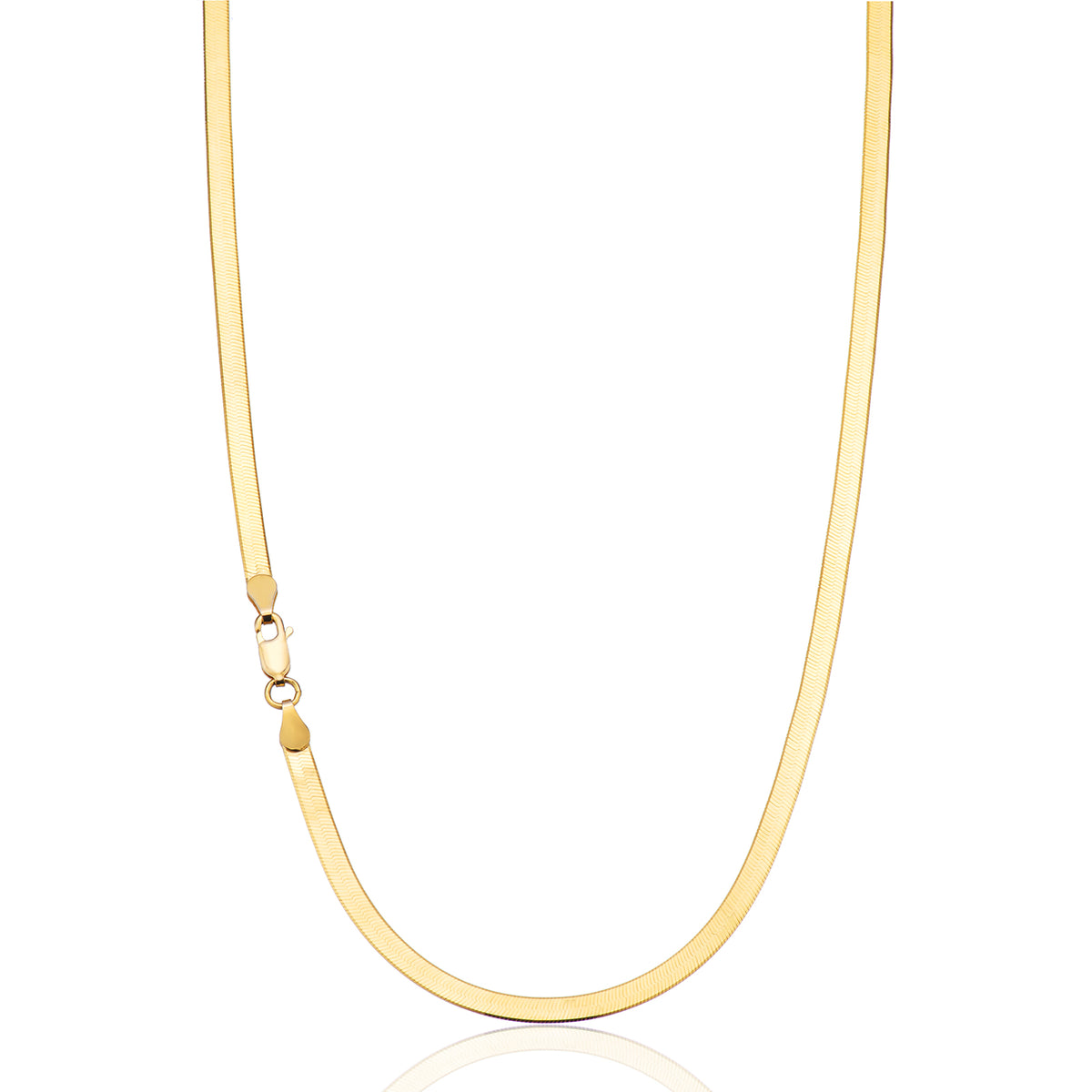 Sterling Silver Yellow Gold Plated 45cm Flat Herring Bone Necklace