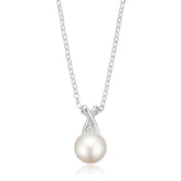 Sterling Silver 9-10mm Freshwater Pearl White Cubic Zirconia Pendant
