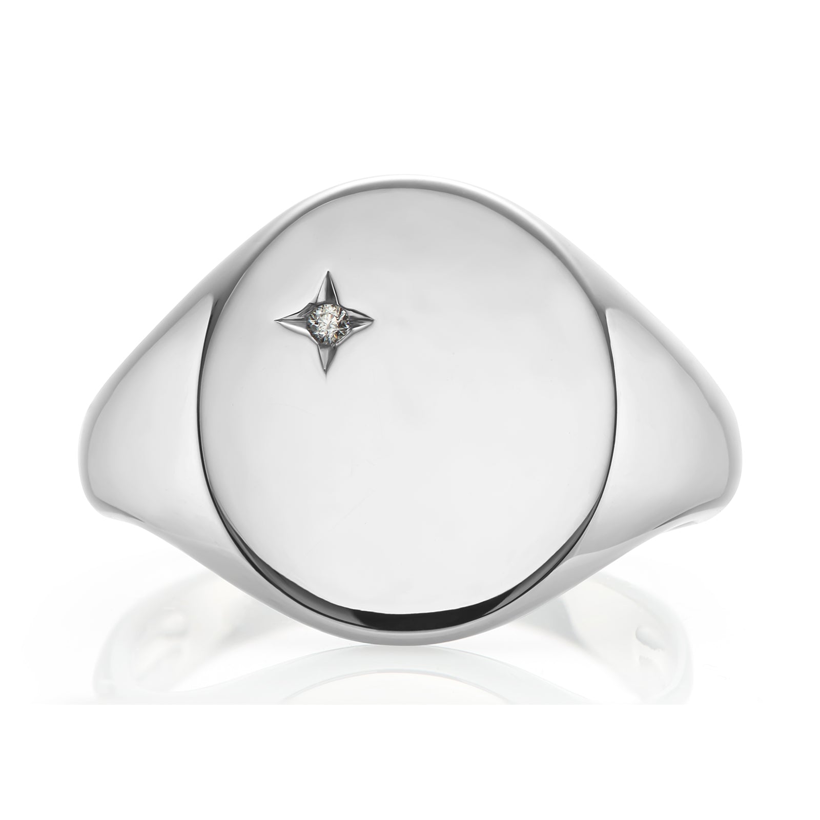 Sterling Silver White Cubic Zirconia Signet Ring
