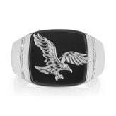 Sterling Silver Oynx Eagle Signet Ring