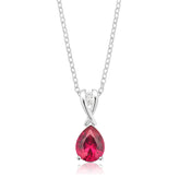 Sterling Silver Pear White & Red Cubic Zirconia Pendant