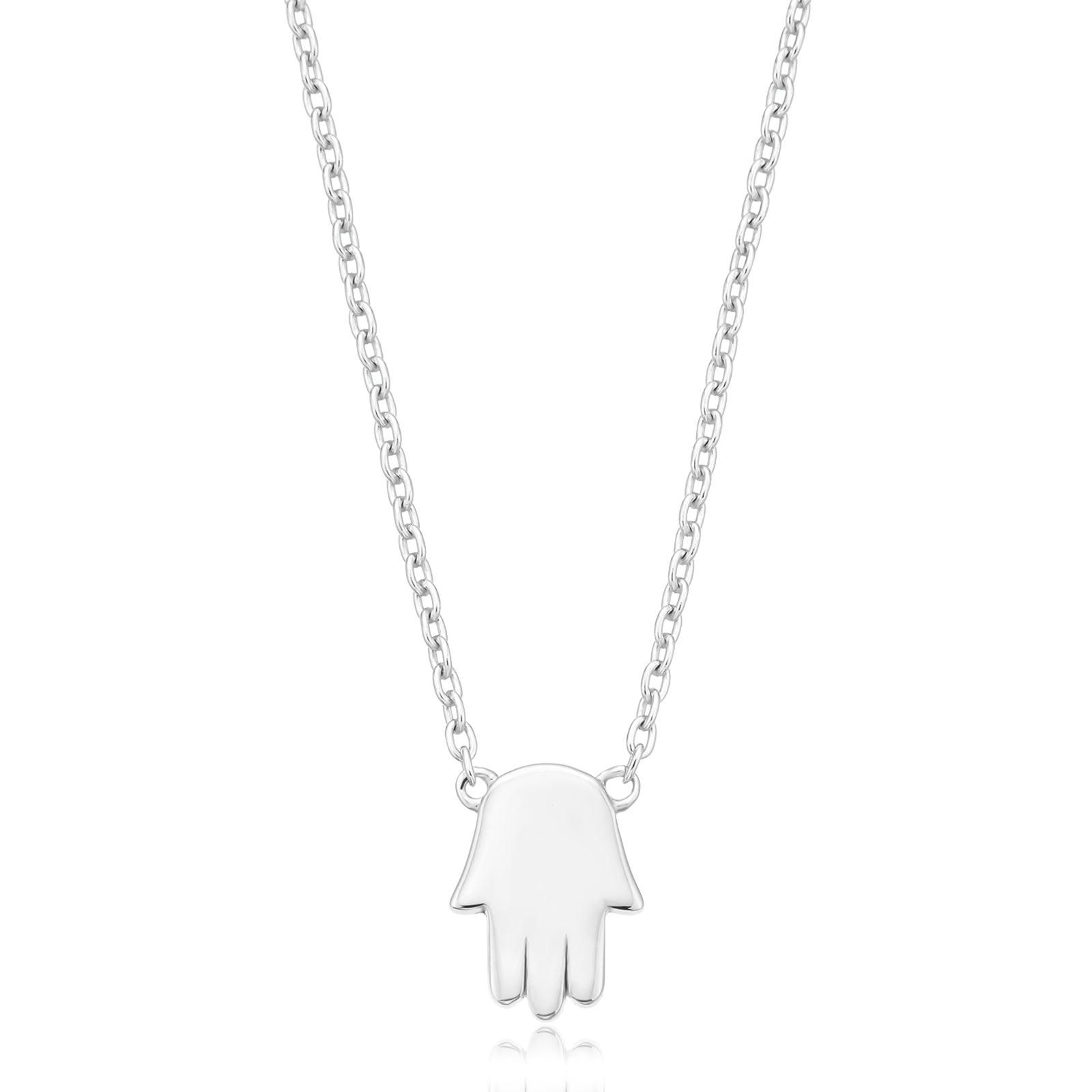 Sterling Silver 45cm Hand Of Fatima Necklace