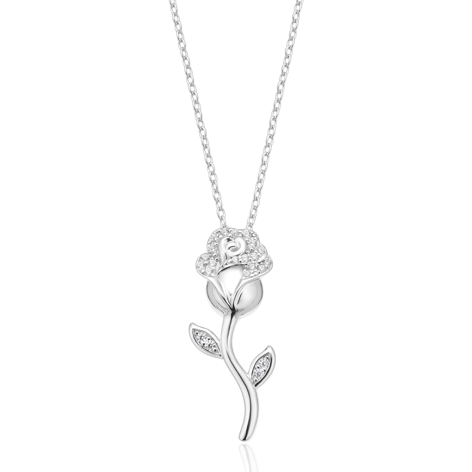 Sterling Silver 45cm Rose Necklace