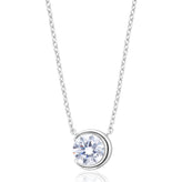 Sterling Silver Half Bezel Cubic Zirconia Necklace