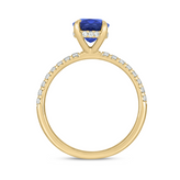 9ct Yellow Gold Oval Cut 9x7mm Lab Grown Sapphire with 0.35 Carat tw of Lab Grown Diamonds Ring