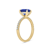 9ct Yellow Gold Oval Cut 9x7mm Lab Grown Sapphire with 0.35 Carat tw of Lab Grown Diamonds Ring