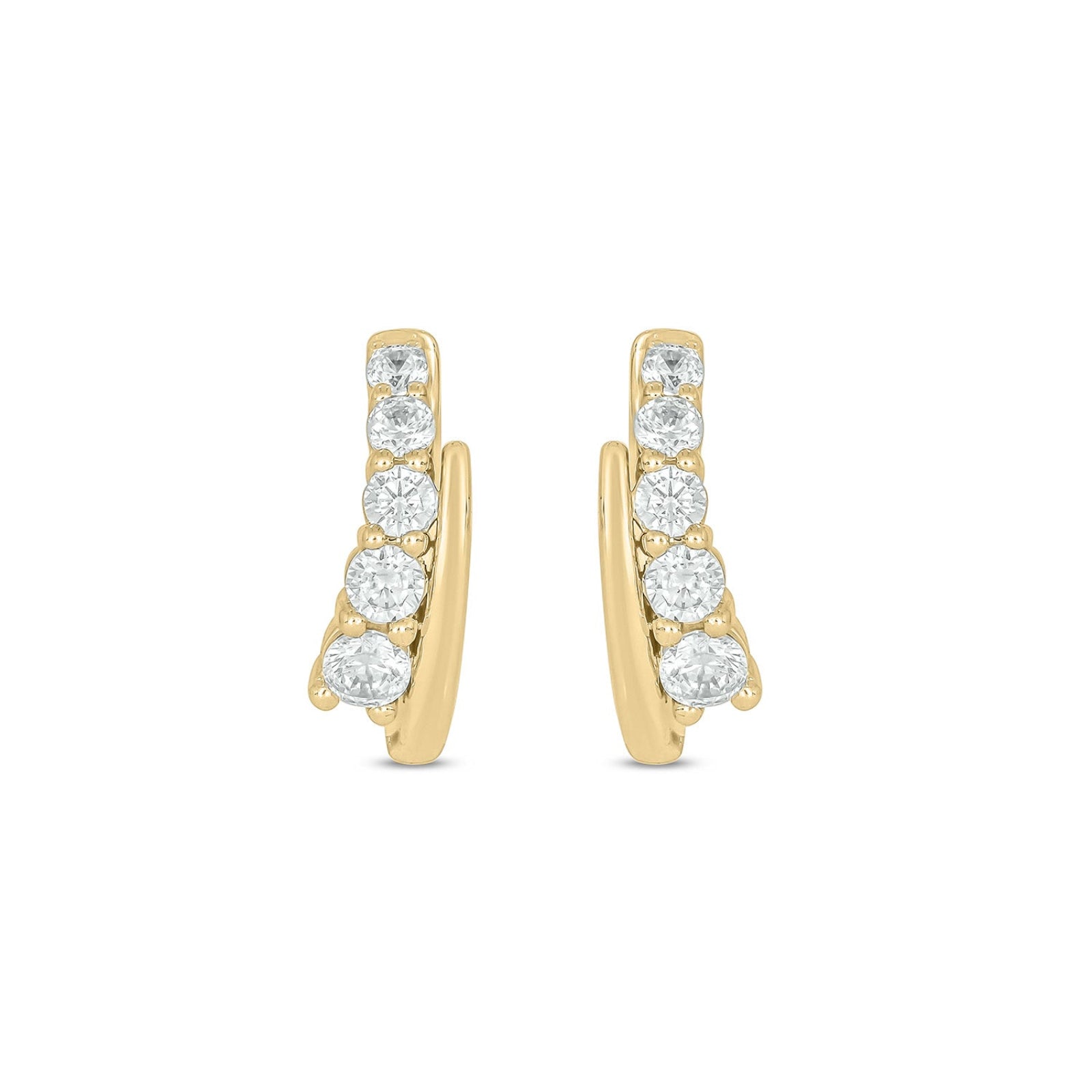 Celebration 9ct Yellow Gold Round Cut 0.50 Carat tw of Lab Grown Diamond Huggie Earrings