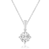 1 Carat Lab Round Cut Lab Grown Diamond pendant on a white background