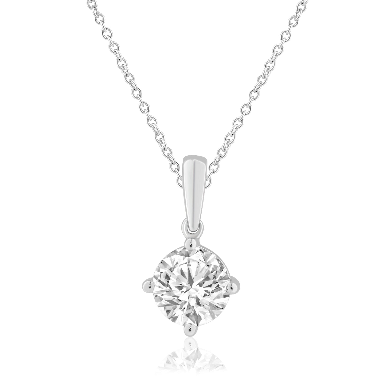 Celebration Sterling Silver Round Cut 1 Carat Lab Grown Diamond Pendant