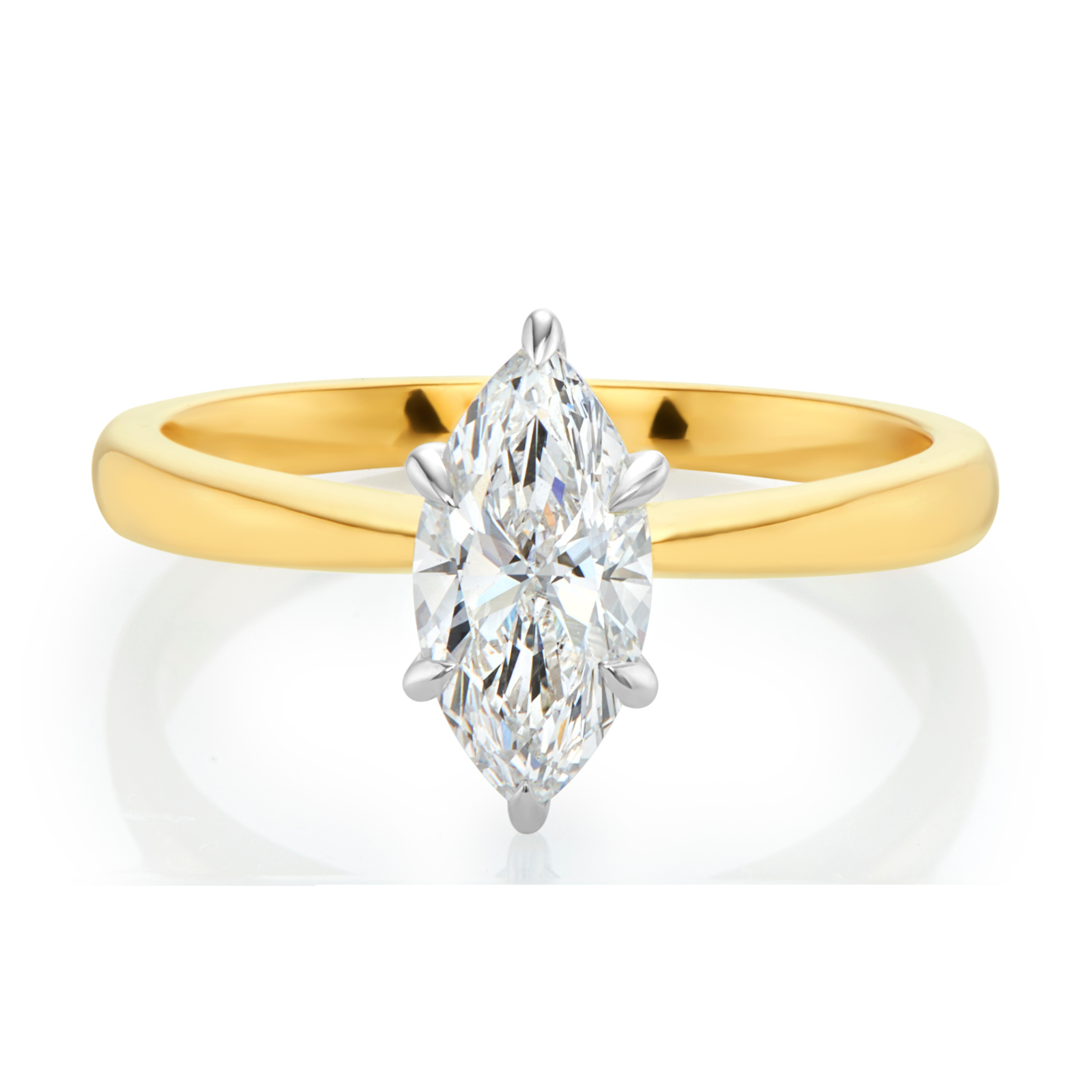 Celebration 18ct Yellow and White Gold Marquise Cut 1 Carat Lab Grown Diamond Certified Ring