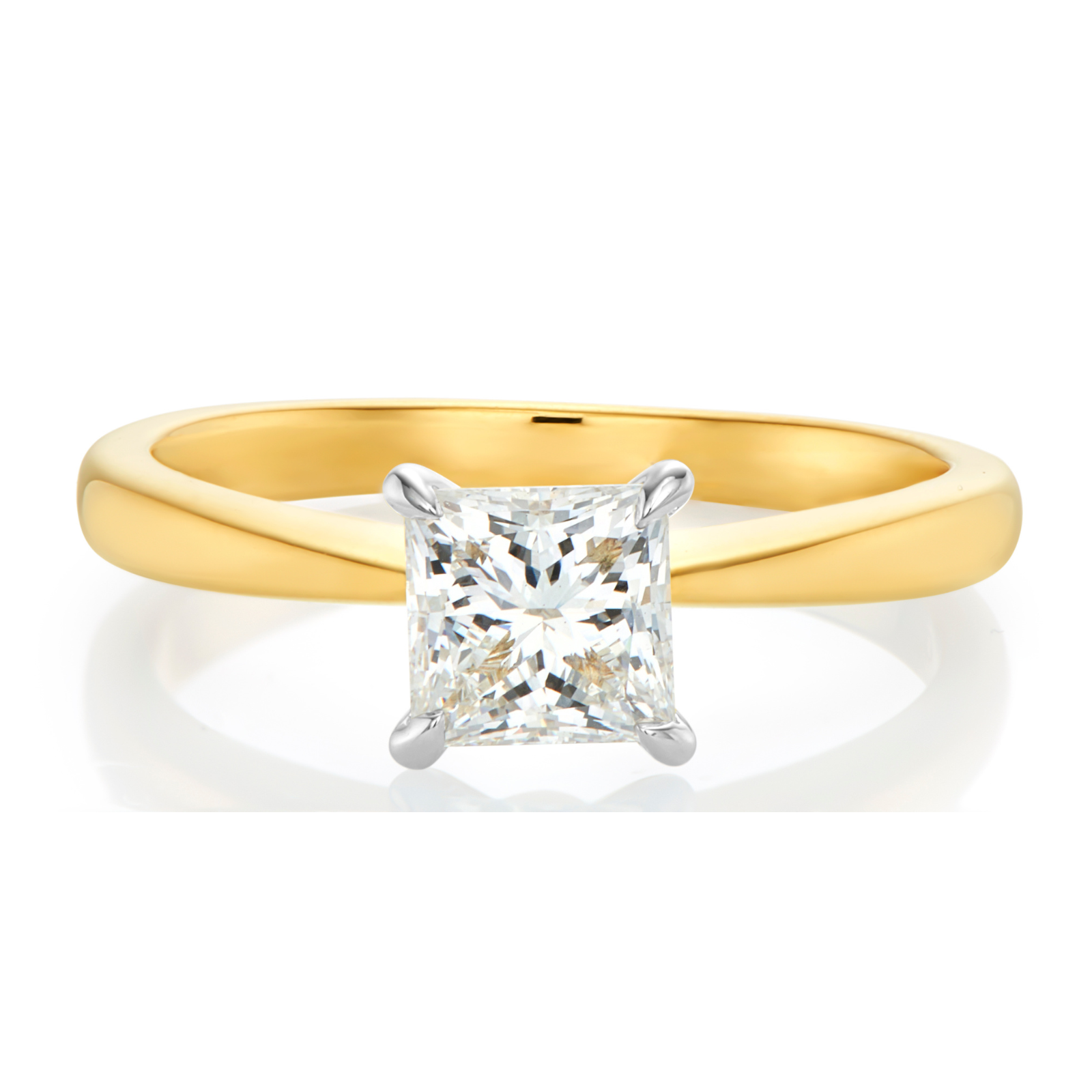 Celebration 18ct Yellow and White Gold Princess Cut 1 Carat Lab Grown Diamond Certified Ring