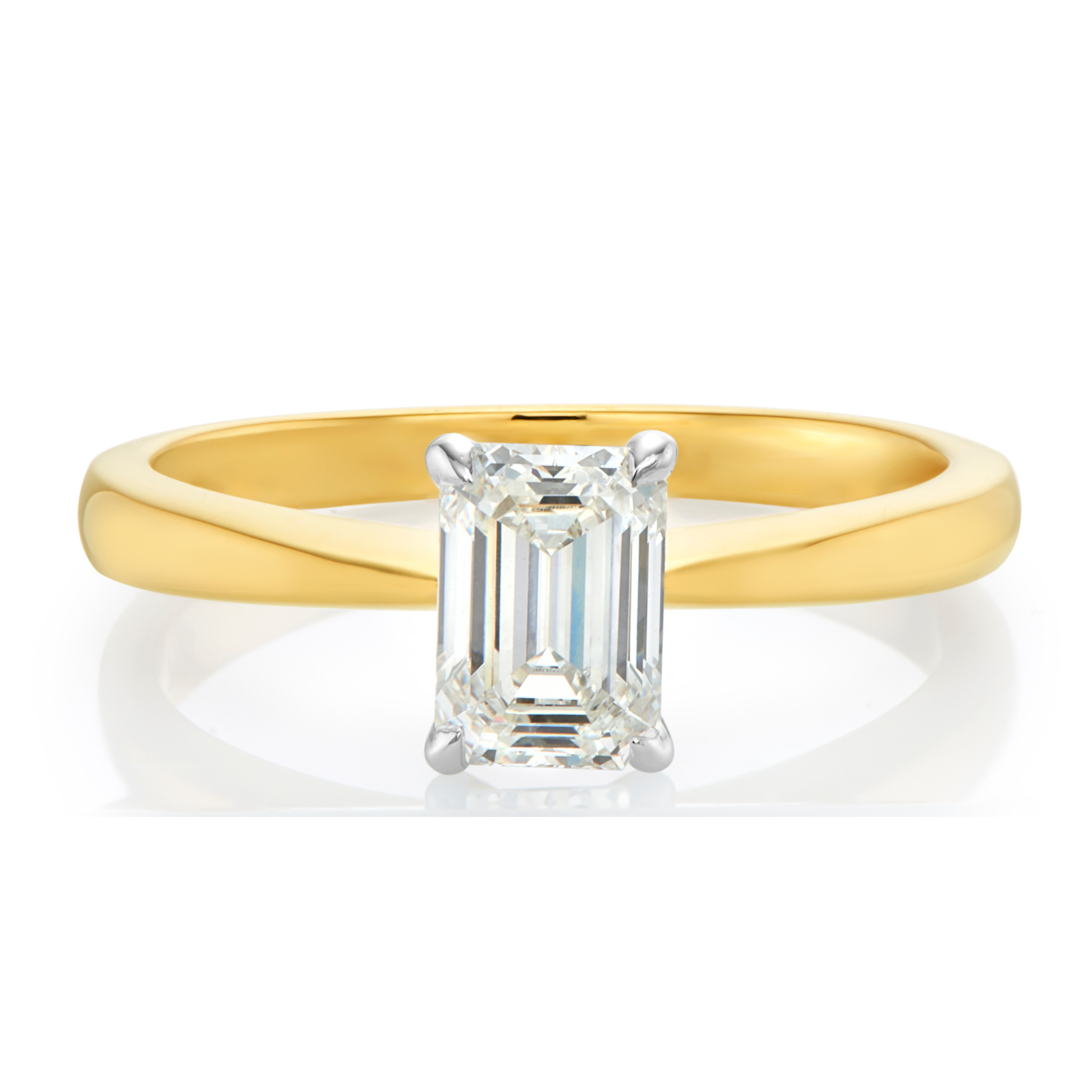 Celebration 18ct Yellow and White Gold Emerald Cut 1 Carat Lab Grown Diamond Certified Ring