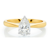 Celebration 18ct Yellow and White Gold Pear Cut 1 Carat Lab Grown Diamond Certified Ring