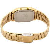 Gold watch with band on a white background