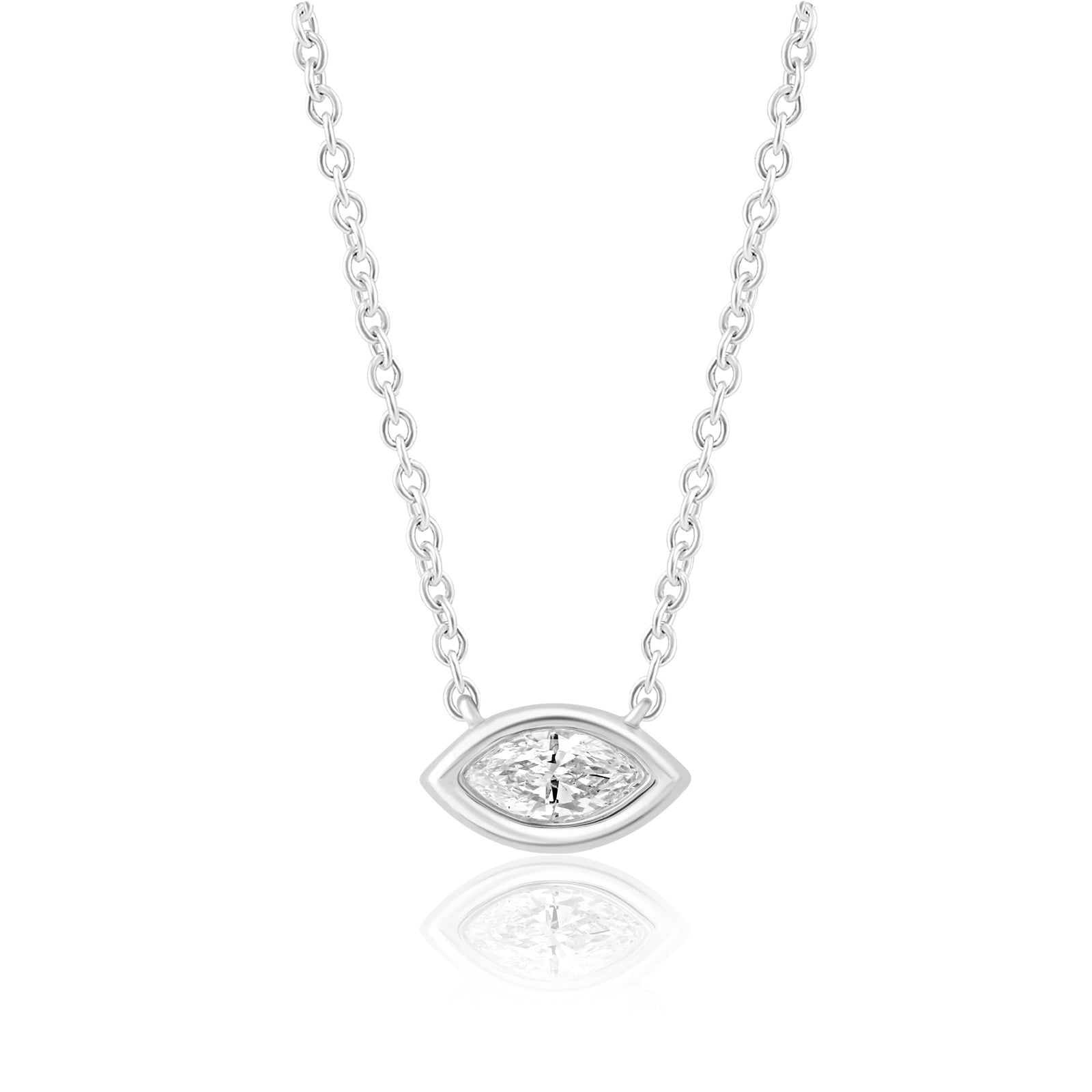 Celebration Sterling Silver Marquise 0.25 Carat of Lab Grown Diamond Pendant