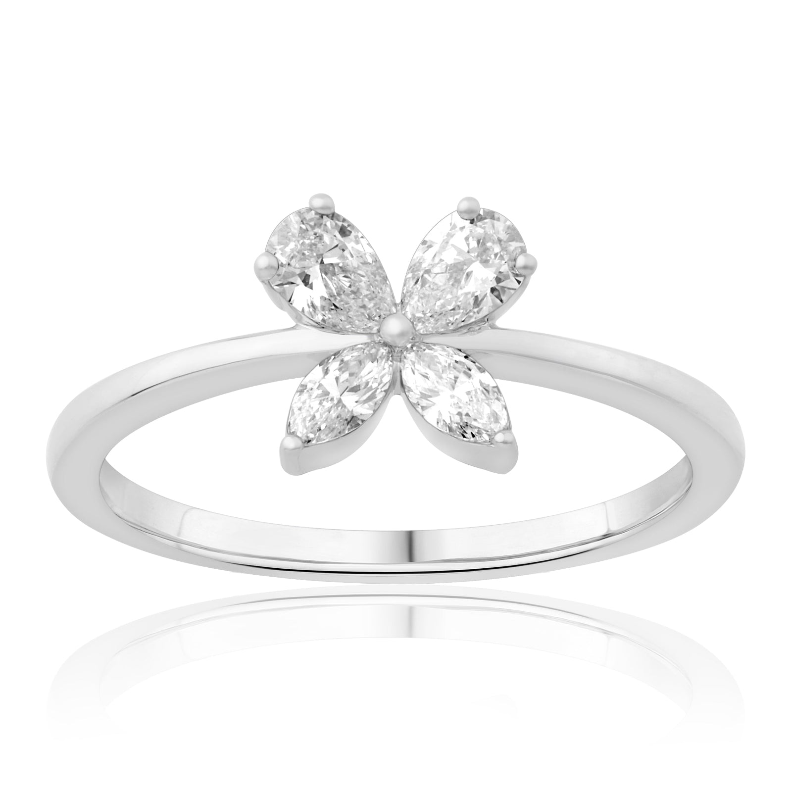 Celebration Sterling Silver Marquise and Pear Cut 0.40 Carat tw of Lab Grown Diamond Ring