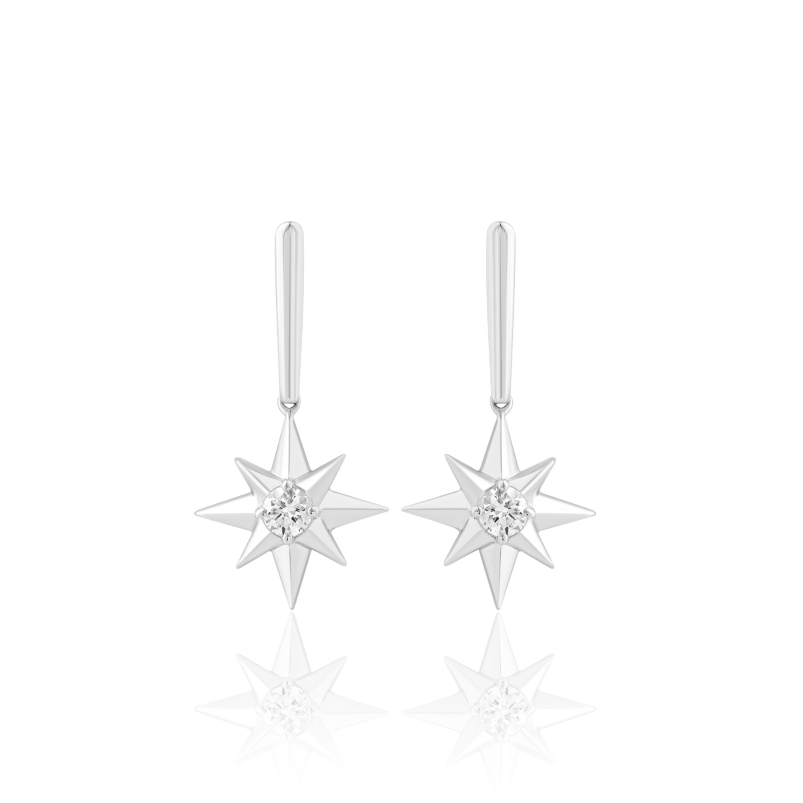 Celebration Sterling Silver Round Cut 0.20 Carat of Lab Grown Diamond North Star Stud Earrings