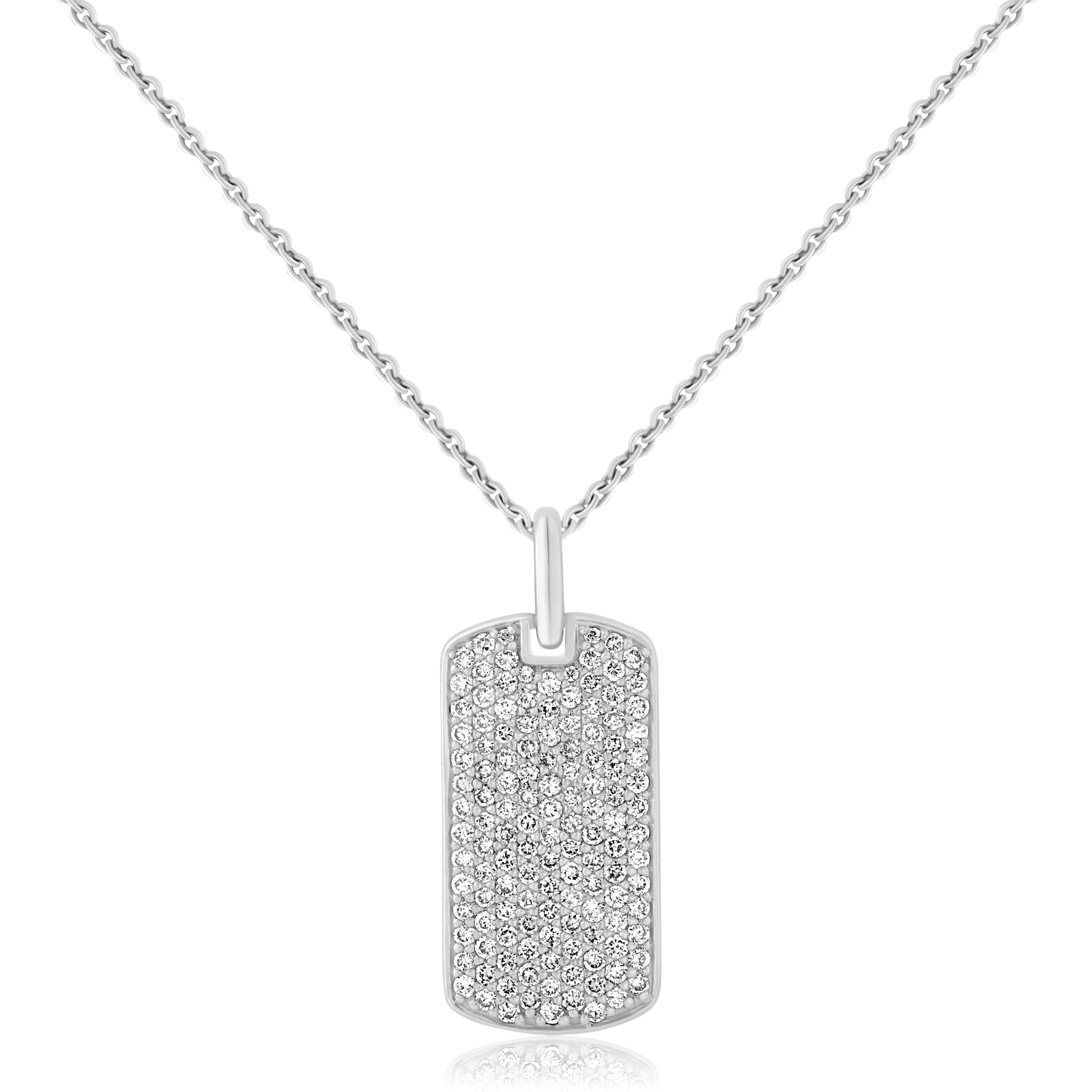 Celebration Sterling Silver Round Cut 0.50 Carat tw of Lab Grown Diamonds Dog Tag Pendant