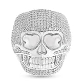 Celebration Sterling Silver Round Cut 1.5 Carat tw of Lab Grown Diamonds Skull Mens Ring
