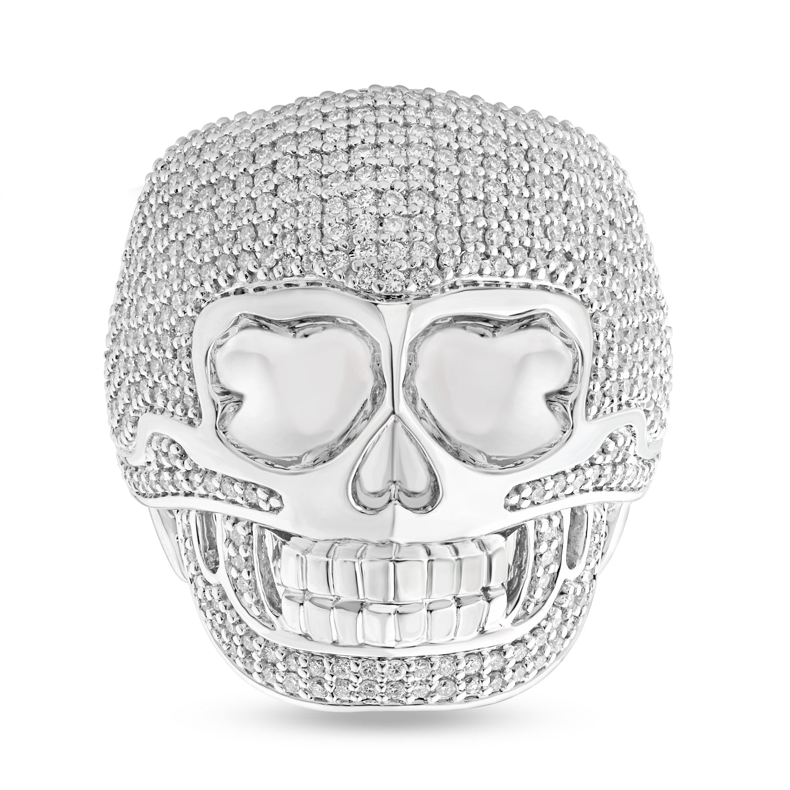Celebration Sterling Silver Round Cut 1.5 Carat tw of Lab Grown Diamonds Skull Mens Ring