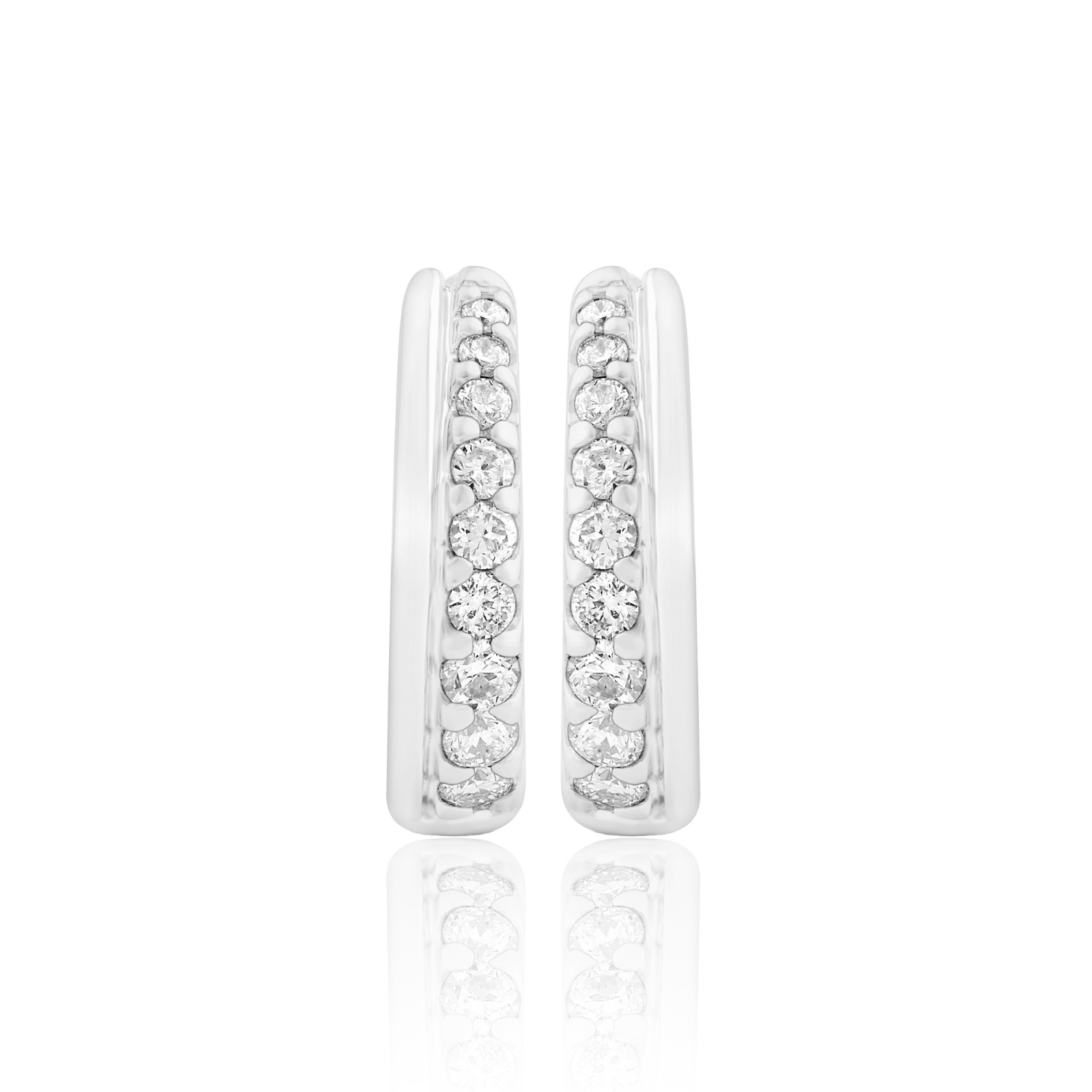 Celebration Sterling Silver Round Cut 0.25 Carat tw of Lab Grown Diamond Huggie Earrings
