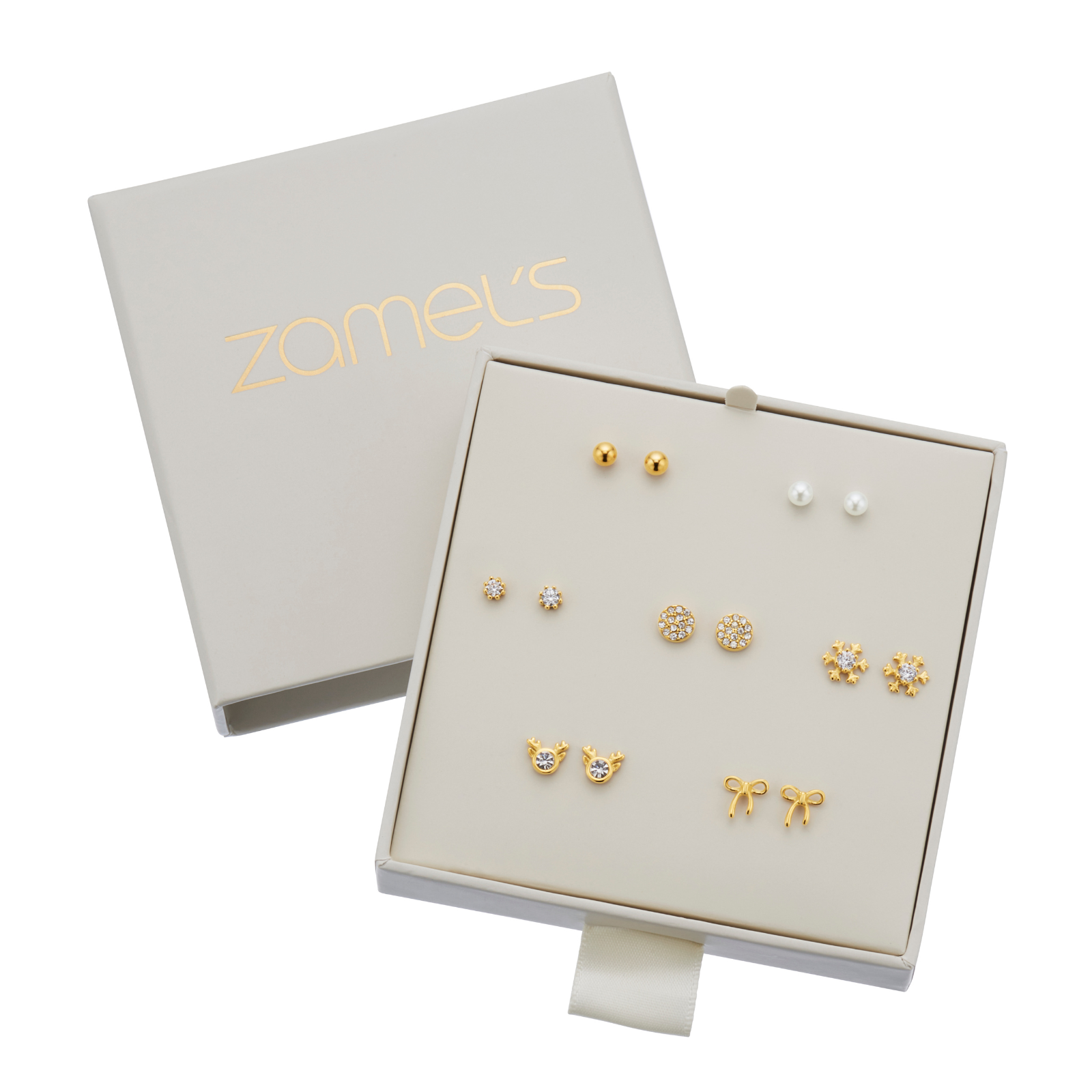 Stainless Steel 7 piece Earring Set Gift Box