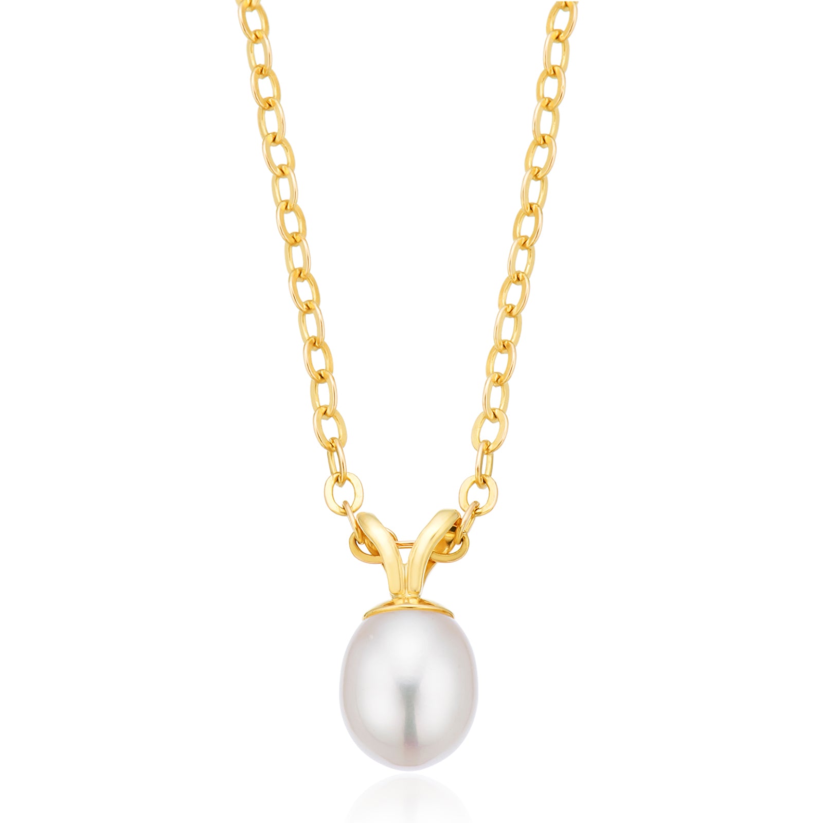 9ct Yellow Gold Round 5x11mm Freshwater Pearl Pendant