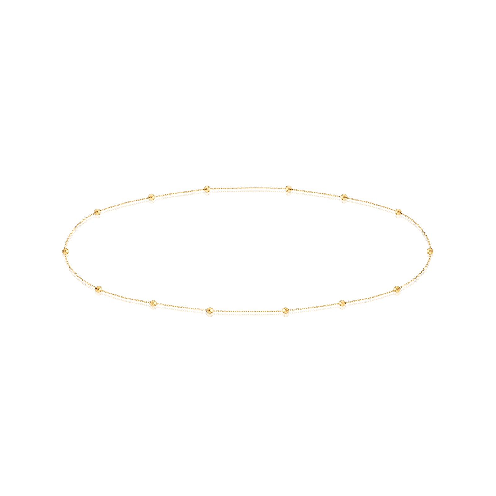 9ct Yellow Gold 19cm Station Bead Bracelet