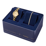 Fossil Carlie Gold Tone Stainless Steel Watch & Tennis Bracelet Set ES5387SET