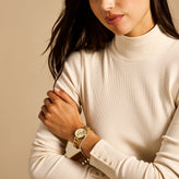 Fossil Carlie Gold Tone Stainless Steel Watch & Tennis Bracelet Set ES5387SET
