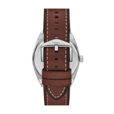 Fossil Everett Three-Hand Date Brown Leather Watch and Bracelet Set FS6080SET