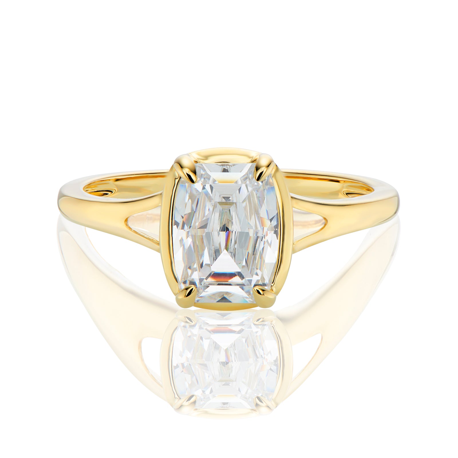 HUSH 9ct Yellow Gold Barrel Cut 1.25 Carat of Diamond Simulants Ring