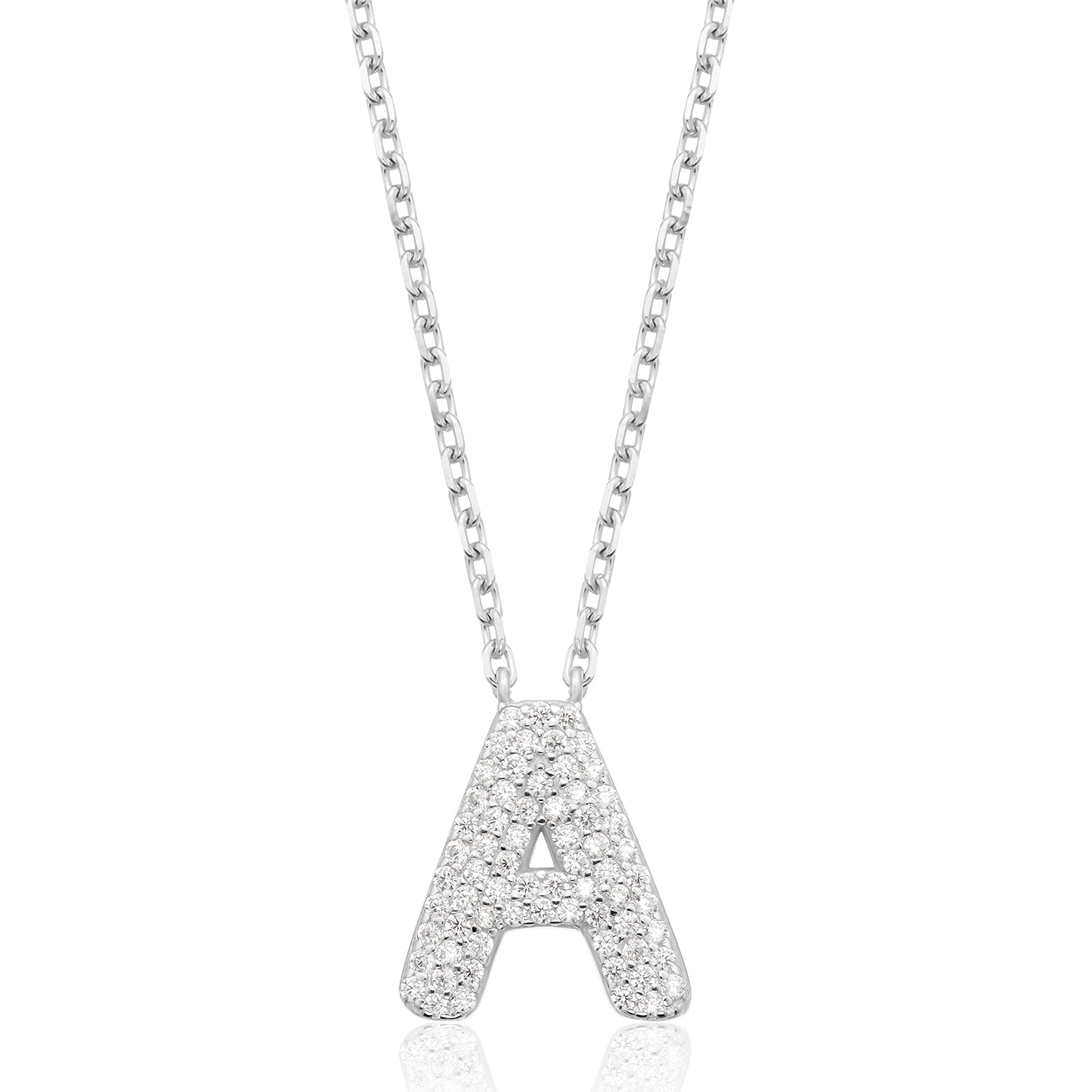 Sterling Silver 45cm Cubic Zirconia Initial Necklace
