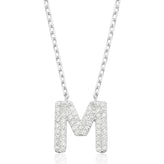 Cubic Zirconia M Initial Necklace