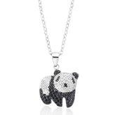 Sterling Silver White and Black Cubic Zirconia Panda Pendant